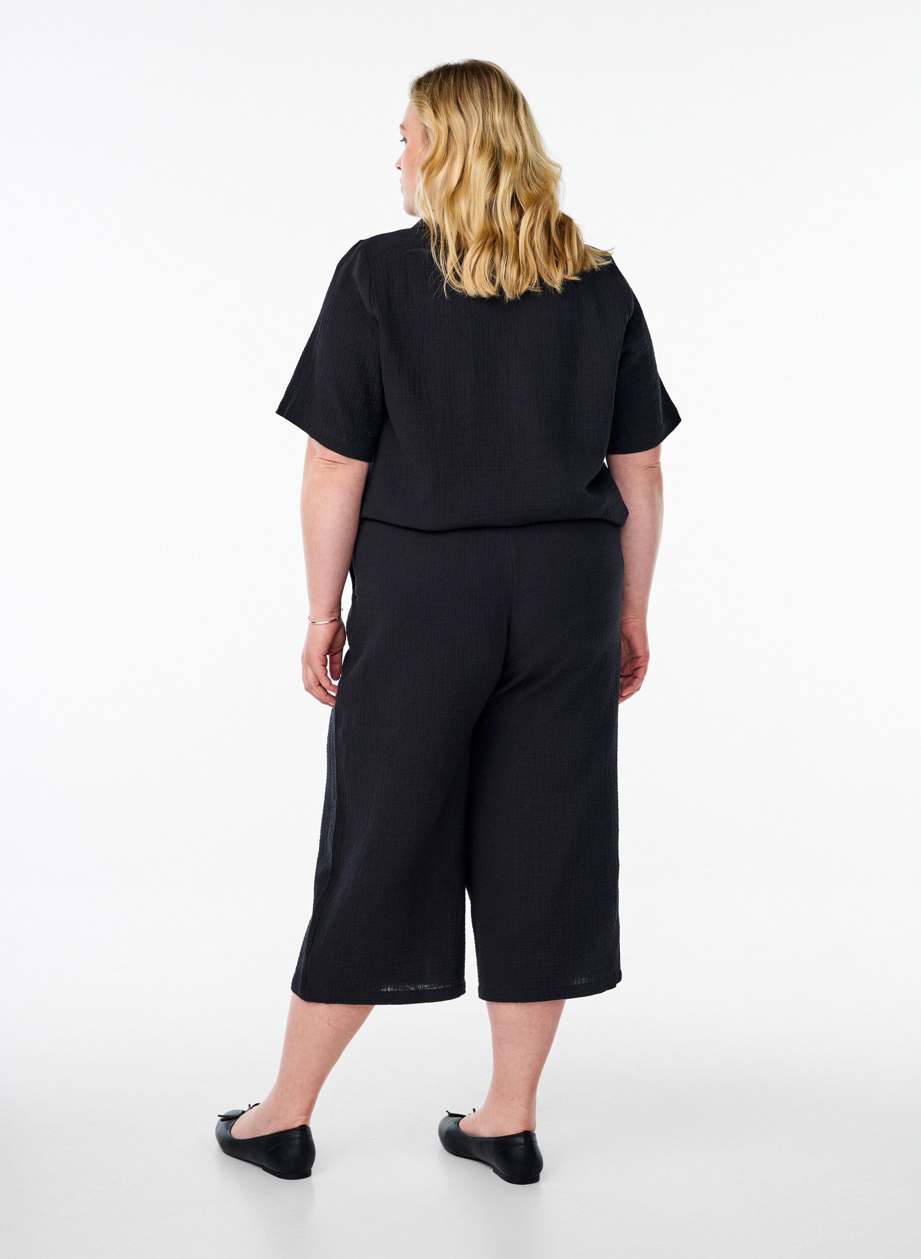 ZizziCulottebukse med h&oslash;y midje, Svart, Model image number 1