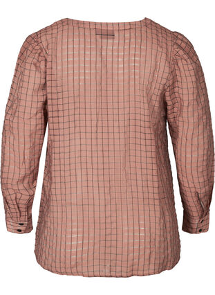 Rutete bluse med knapper og puffermer, Rosa Check, Packshot image number 1