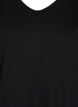 Kortermet bomullskjole i ribb, Black, Packshot image number 2