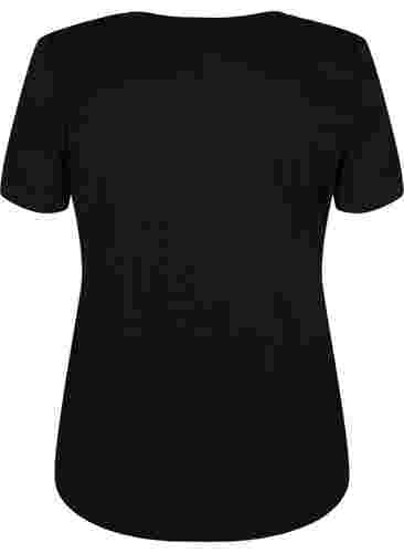 Kortermet T-skjorte i bomull med trykk, Black W. Love , Packshot image number 1