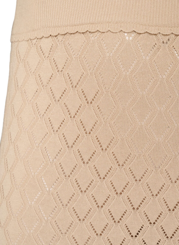 Strikket skj&oslash;rt med hullm&oslash;nster, Beige, Packshot image number 2