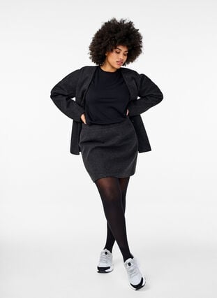Zizzi Kort skjørt med A-utskjæring, Dark Grey Melange, Model image number 2
