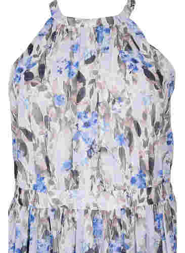 Blomstret maxikjole med plissé, Blue Flower AOP, Packshot image number 2