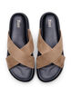 Sandal i semsket imitert skinn med kryssreimer, Woodsmoke, Packshot image number 2