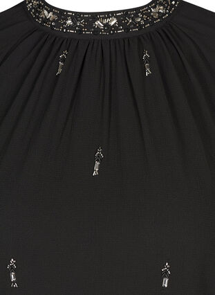 Langermet kjole med perler og smock, Black, Packshot image number 2