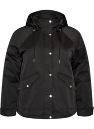 Polstret parkas med avtakbar hette, Svart