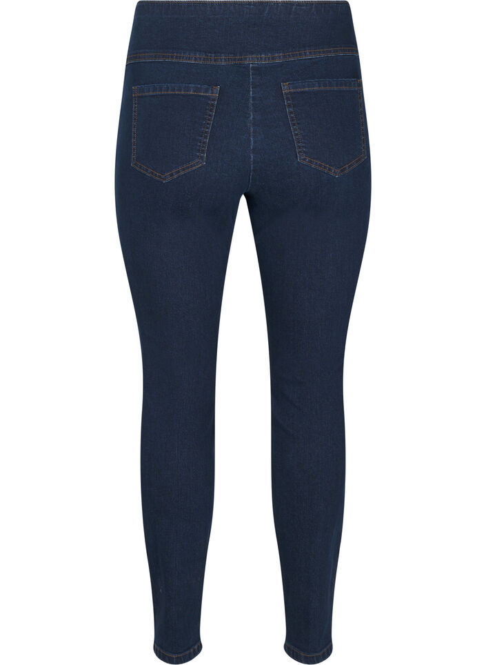 Elastiske jeggings med høy midje, Blå, Packshot image number 1
