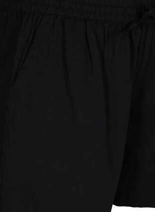 Løs shorts i bomullsblanding med lin, Black, Packshot image number 2