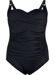 Polstret badedrakt med drapering, Svart