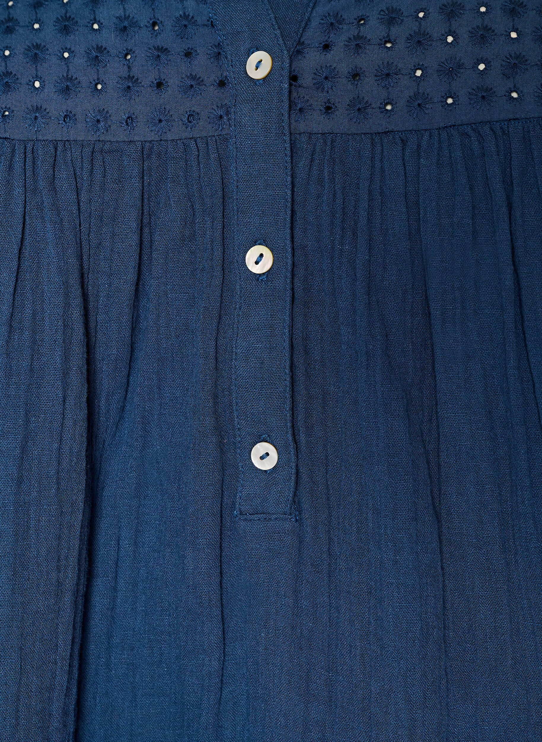 ZizziBomullsmuslin tunika med broderie anglaise, Bl&aring;, Packshot image number 2