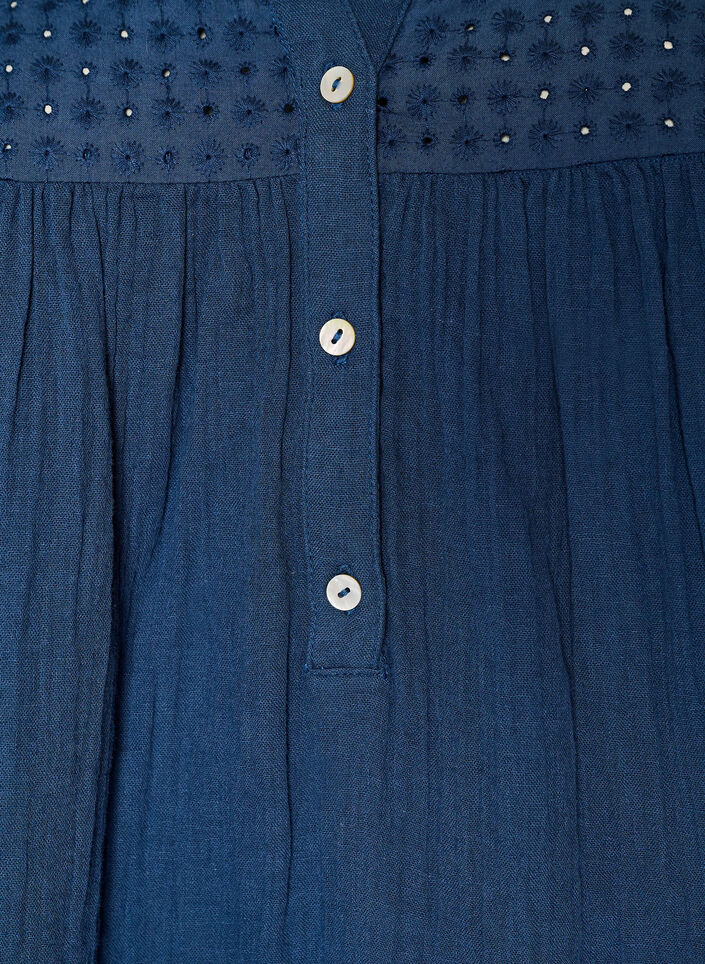 Bomullsmuslin tunika med broderie anglaise, Bl&aring;, Packshot image number 2