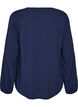 Viskosebluse med V-hals og avrundet fold, Bl&aring;, Packshot image number 1