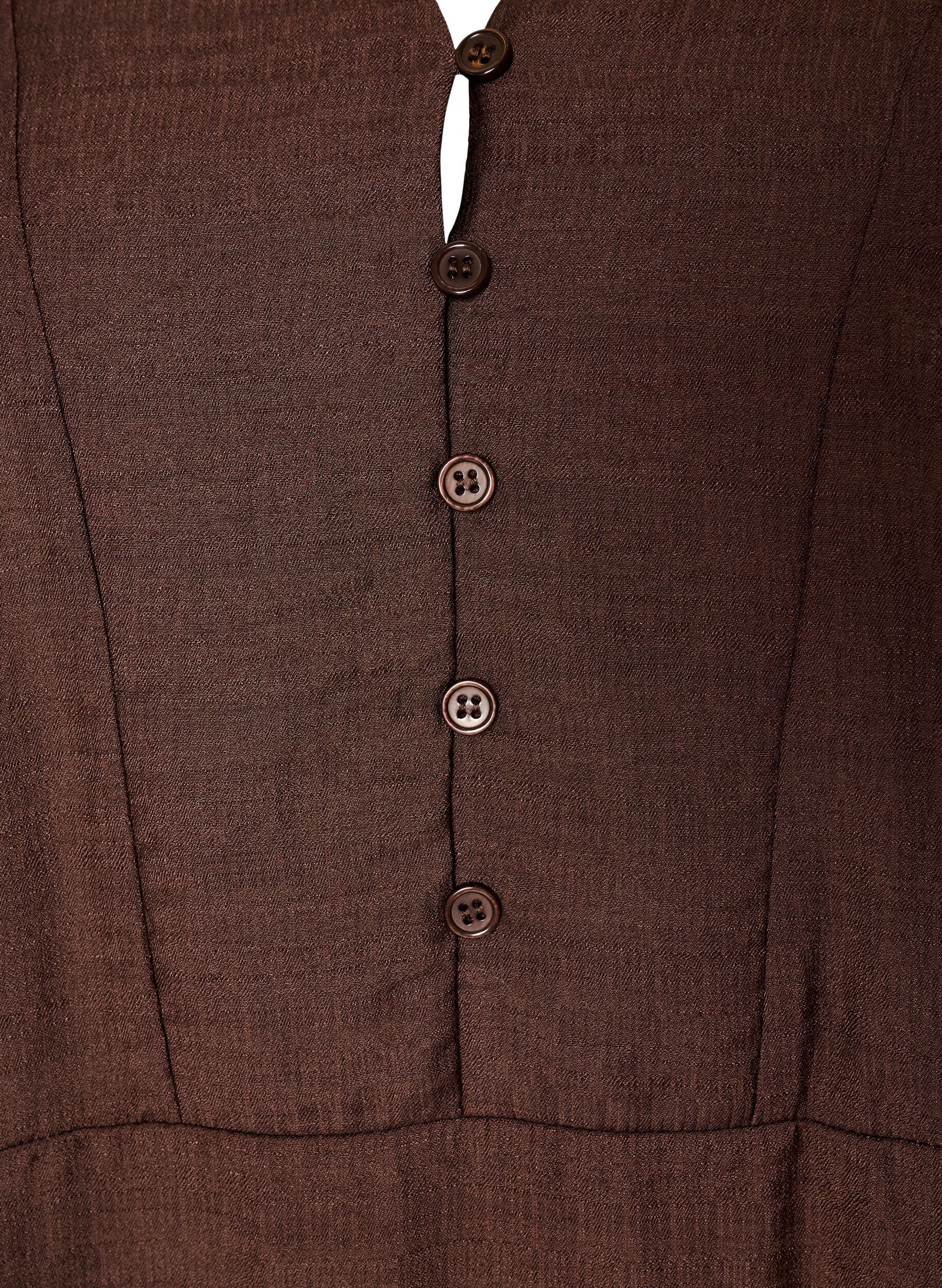 ZizziViskosekjole med broderi og lagdelte volanger, Brun, Packshot image number 2
