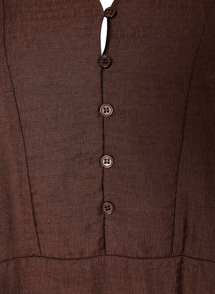 Viskosekjole med broderi og lagdelte volanger, Brun, Packshot image number 2