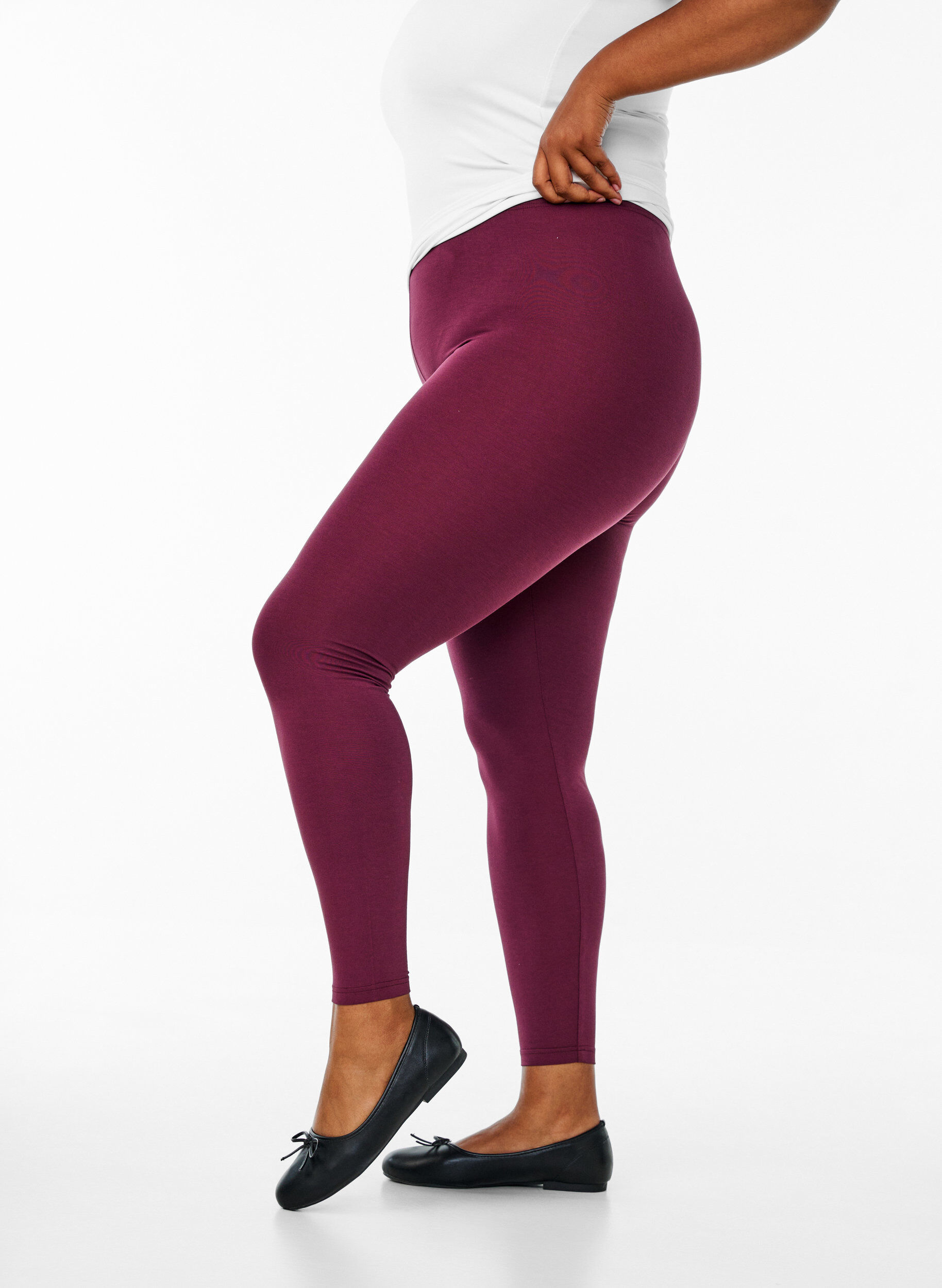 Basis leggings i viskose, M&oslash;rk Bordeaux, Model