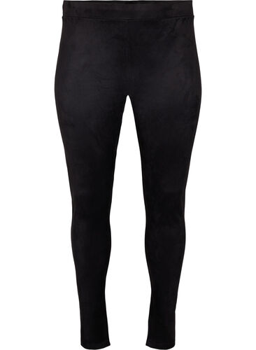 Tights i imitert semsket skinn, Black, Packshot image number 0