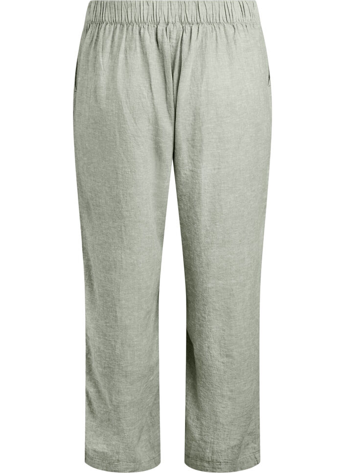 Løse bukser i lin og viskose, Oil Green, Packshot image number 1