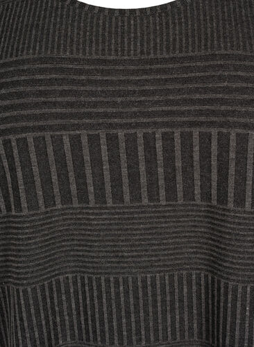 Bluse med 3/4-ermer og stripemønster, Dark Grey Melange, Packshot image number 2