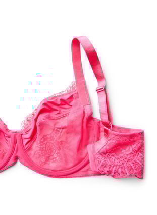 Zizzi Heldekkende bøyle-BH med blonder, Rosa, Packshot image number 3