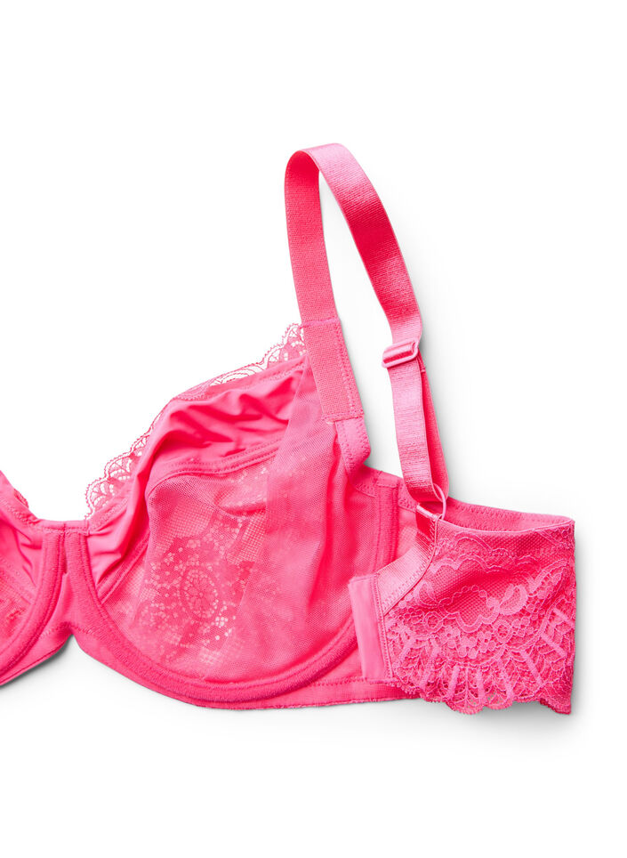 Heldekkende bøyle-BH med blonder, Rosa Heldekkende bøyle-BH med blonder, Rosa, Packshot