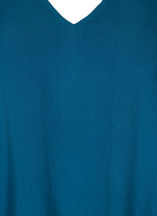 Viskosebluse med 2/4-ermer og folder, Moroccan Blue, Packshot image number 2