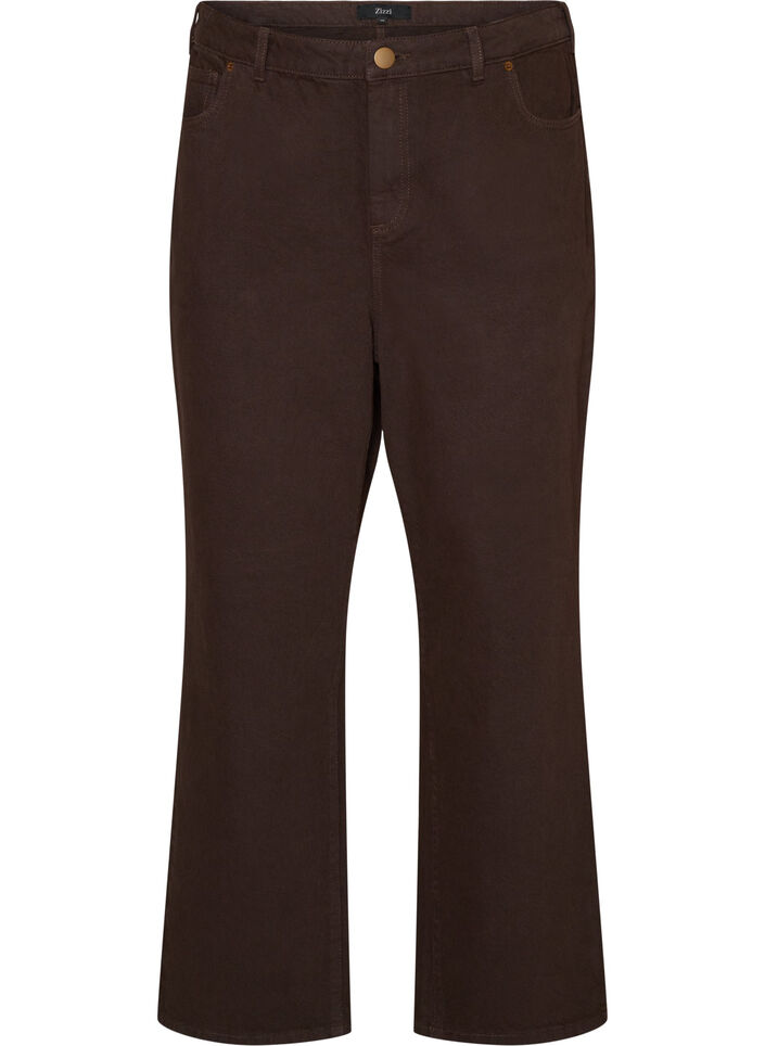 Fargede Kiana straight fit jeans, Brun, Packshot image number 0