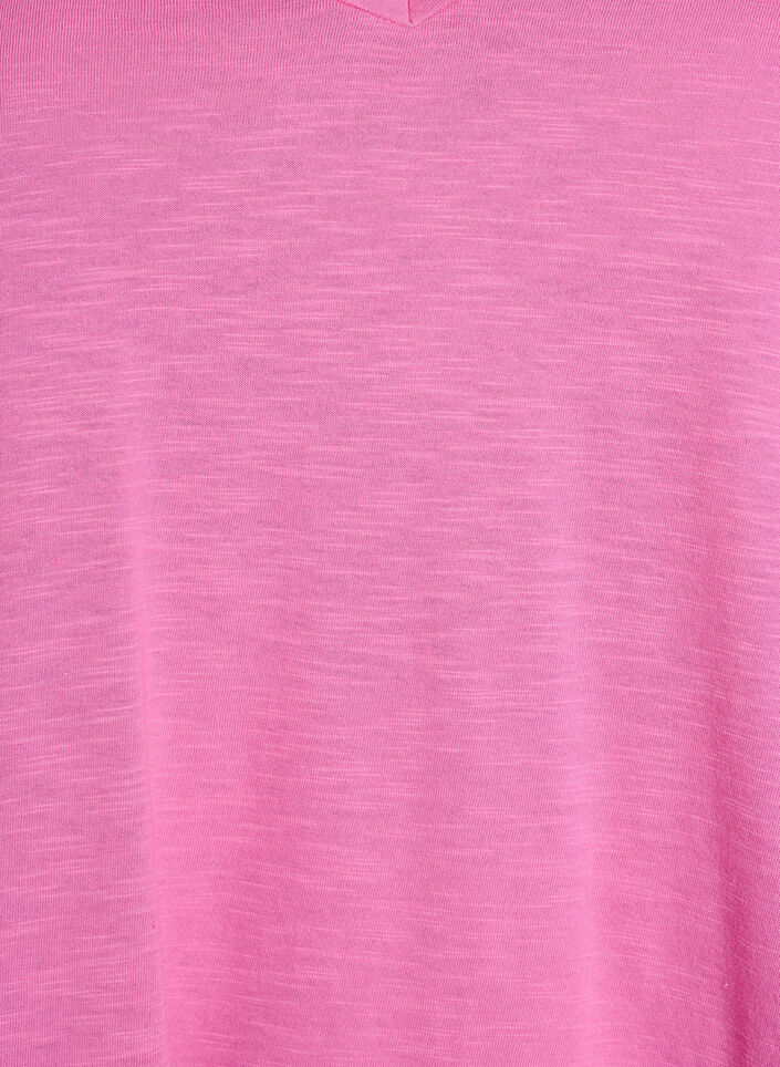 Kortermet basic T-skjorte med V-hals, Rosa, Packshot image number 2