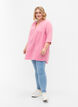 Tunika i bomull med 3/4-ermer, Rosebloom, Model image number 2