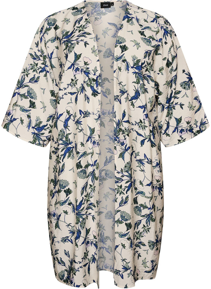 Kimono i viskose med 3/4 ermer, Bl&aring;, Packshot image number 0