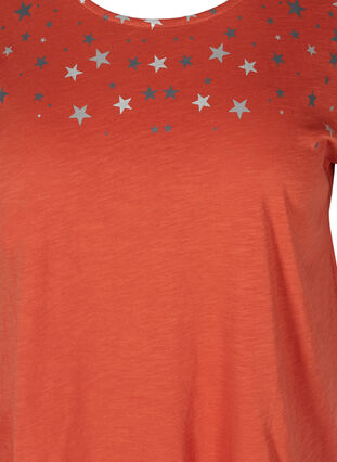 Kortermet T-skjorte i bomull med stjerner, Burnt Brick STARS, Packshot image number 2