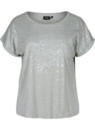 Kortermet T-skjorte med ton-i-ton mønster, Light Grey Melange