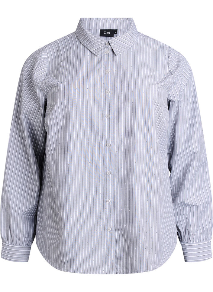 Stripete skjorte med nagler, Svart, Packshot image number 0