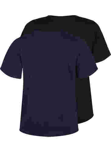 FLASH - T-skjorter med V-hals, 2 stk., Navy Blazer/Black, Packshot image number 1