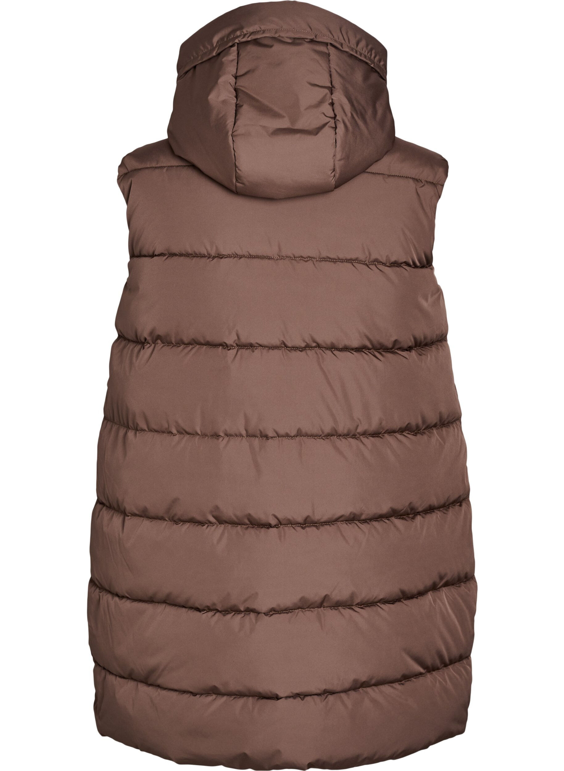 ZizziLang vest med hette og lommer, Brun, Packshot image number 1