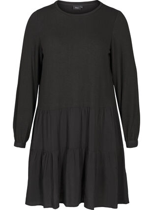 Langermet kjole med A-form, Black, Packshot image number 0