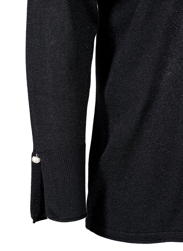  Stikket bluse i viskose med glitter, Black w. DTM Lurex, Packshot image number 3