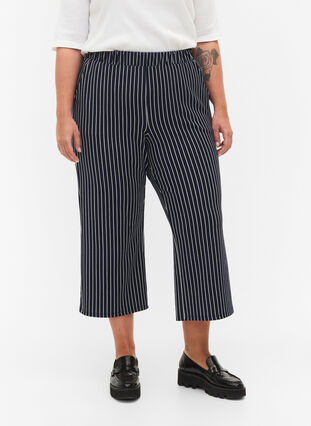 Løse bukser med 7/8 lengde, Navy Blazer Stripe, Model image number 2