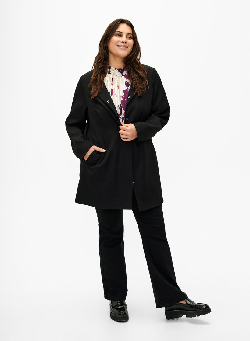 Vårjakke med skjult knappestolpe, Black, Model image number 2