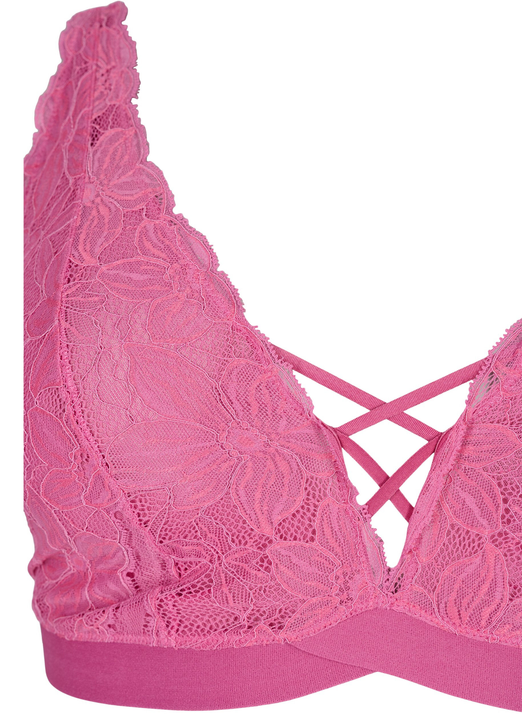 Zizzi Support the breasts - Blonde-BH med stringdetaljer, Rose, Packshot image number 2