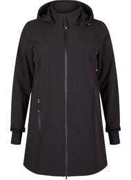 Softshell-jakke med avtagbar hette, Svart