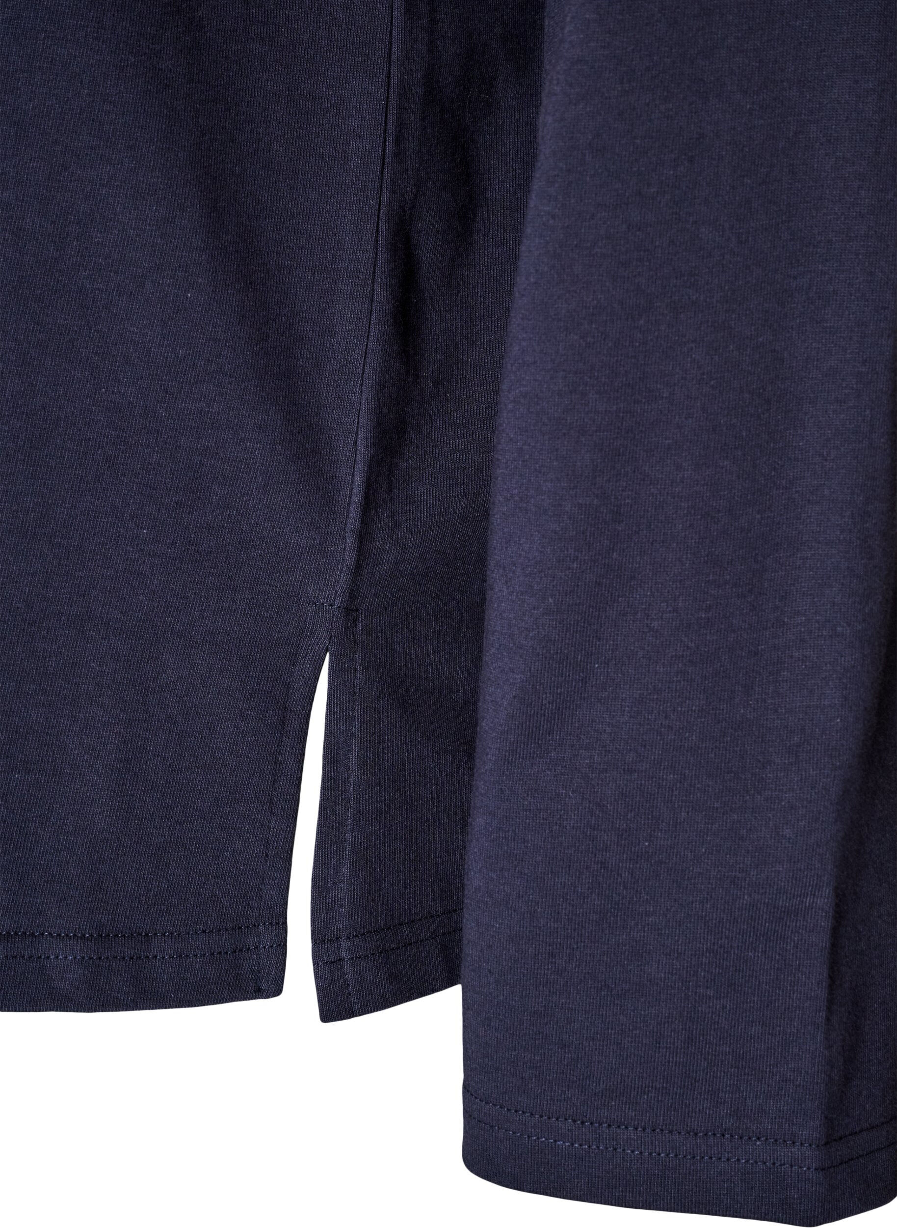 ZizziLangermet jerseybluse med teksttrykk, Bl&aring;, Packshot image number 3