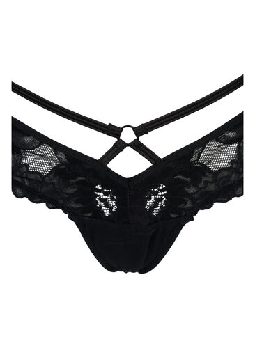 G-streng med blonder, string og mesh, Black, Packshot image number 2