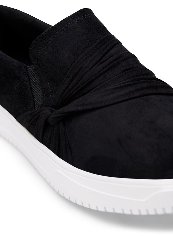 Wide fit - Slip-on med knutedetalj, Svart, Packshot image number 3