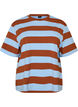 Oversized T-skjorte med striper og 1/2 ermer, Bl&aring;, Packshot image number 0