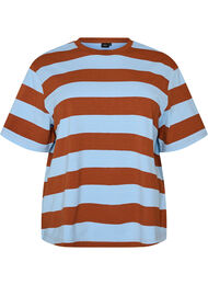 Oversized T-skjorte med striper og 1/2 ermer, Bl&aring;