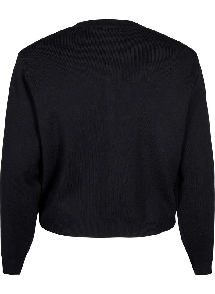 Strikket cardigan med dekorative knapper, Black, Packshot image number 1