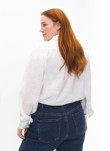 Langermet skjorte i Tencel ™ Modal, Bright White, Model image number 1