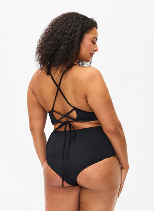 Bikinitopp med avtagbare pads og knytebånd i ryggen, Black, Model image number 1