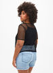 Bluse i netting med korte ermer, Black, Model image number 1