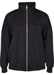 Jersey cardigan med glidel&aring;s og h&oslash;y hals, Svart, Packshot image number 0